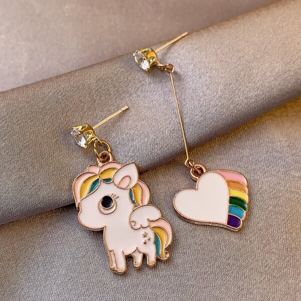 

Rhinestone Unicorn Drop Earrings, Multicolor