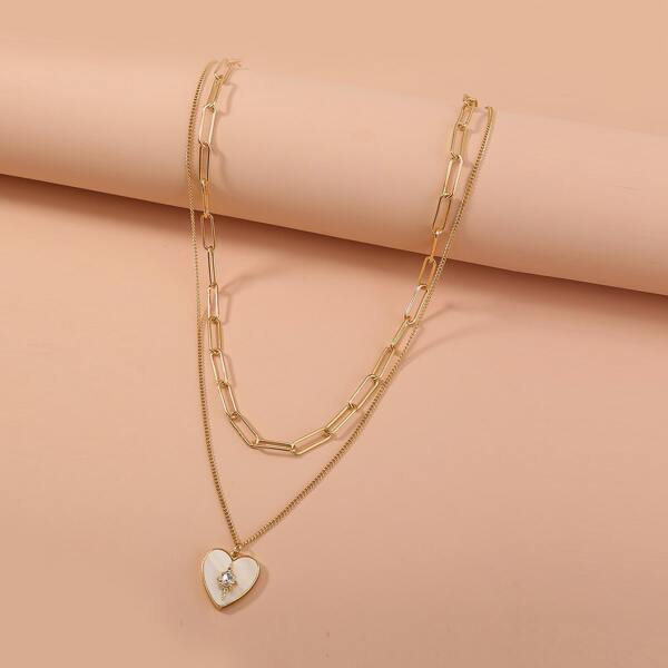 

Heart Charm Layered Necklace, Gold