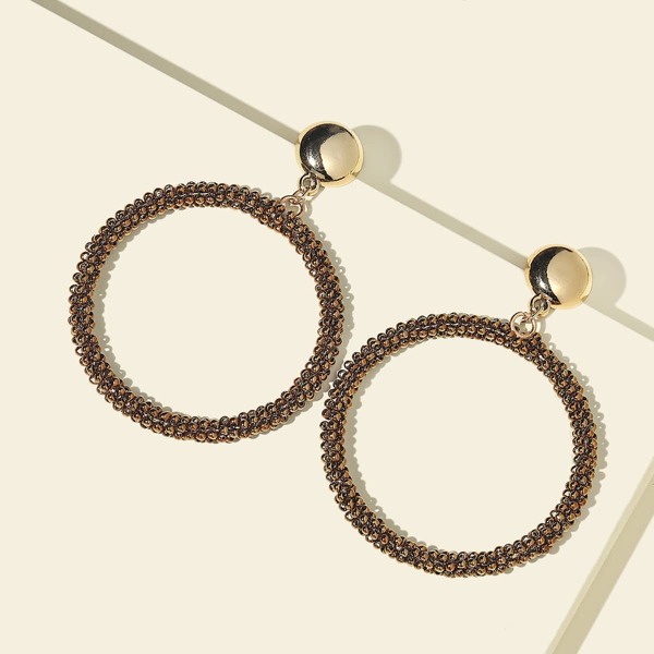 

Round Drop Earrings, Bronze