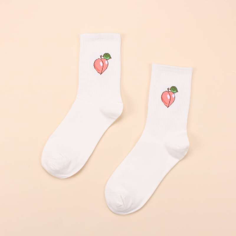 Peach Crew Socks, White