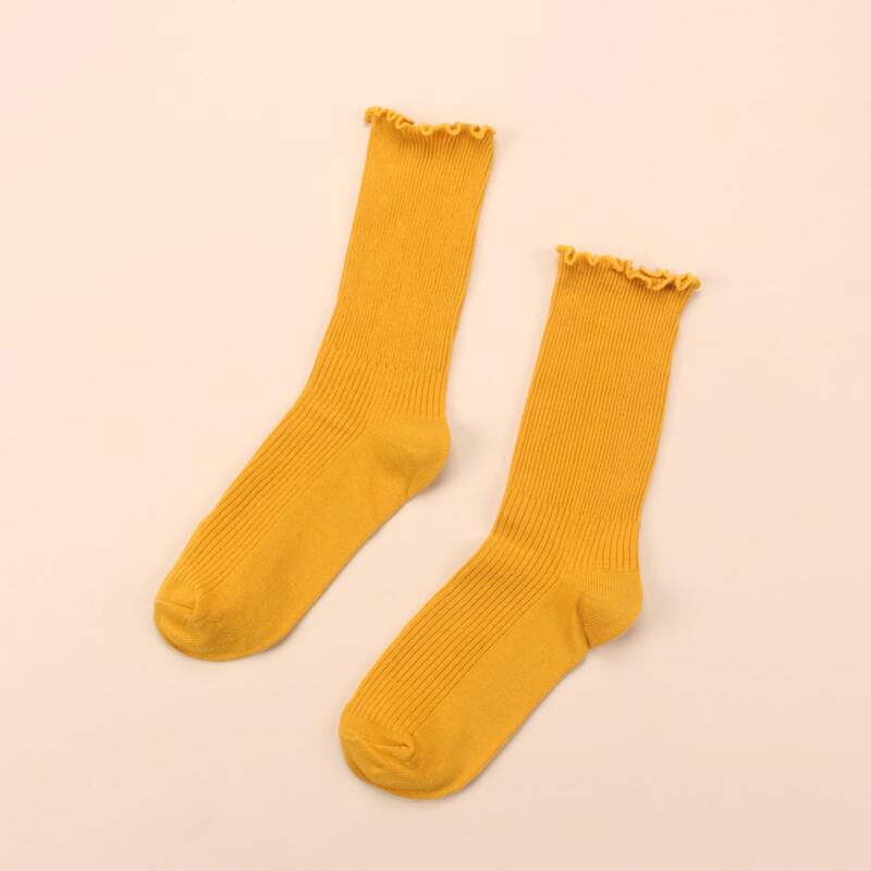 

Solid Lettuce Trim Crew Socks, Yellow