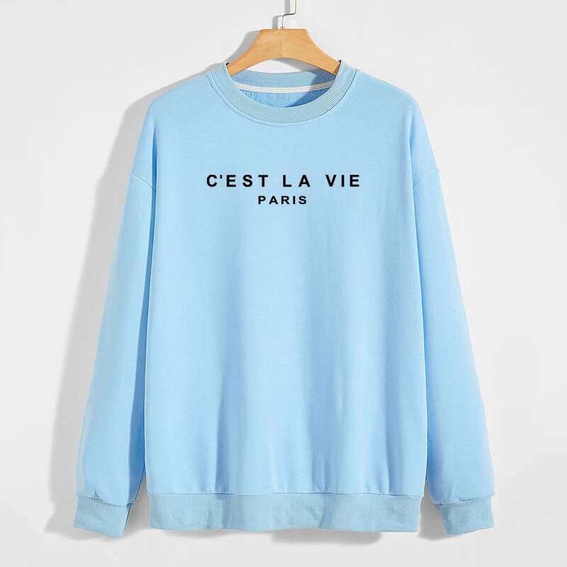 

Guys Letter Drop Shoulder Sweatshirt, Baby blue