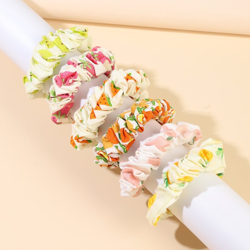 

6pcs Fruit Pattern Scrunchie, Multicolor