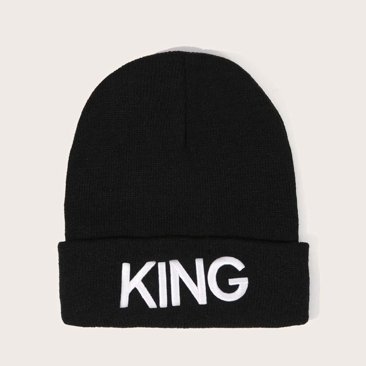 

Guys Letter Knitted Beanie, Black
