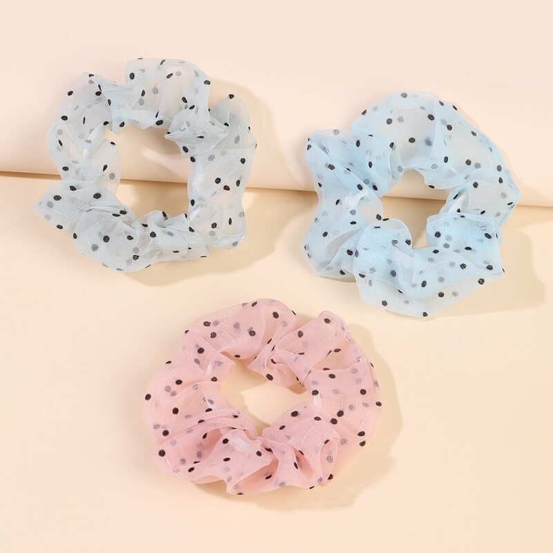 

3pcs Polka Dot Scrunchie, Multicolor