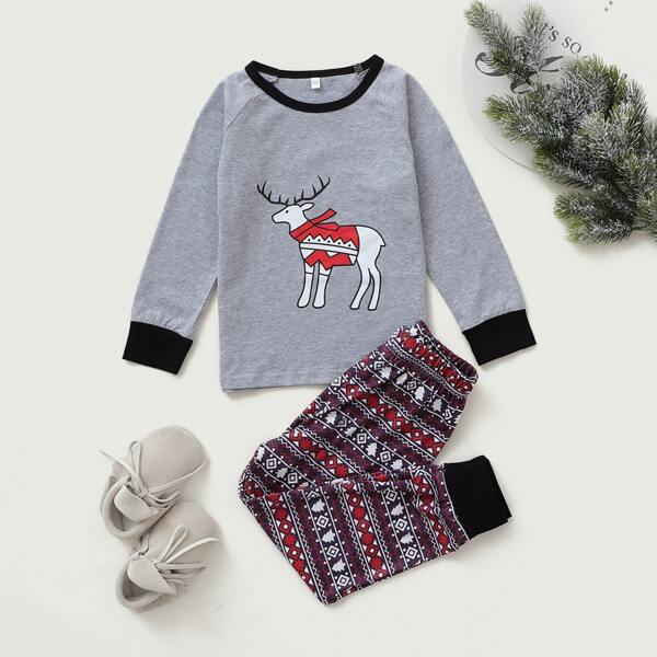 

Toddler Boys Christmas Print Sweatshirt With Sweatpants, Multicolor