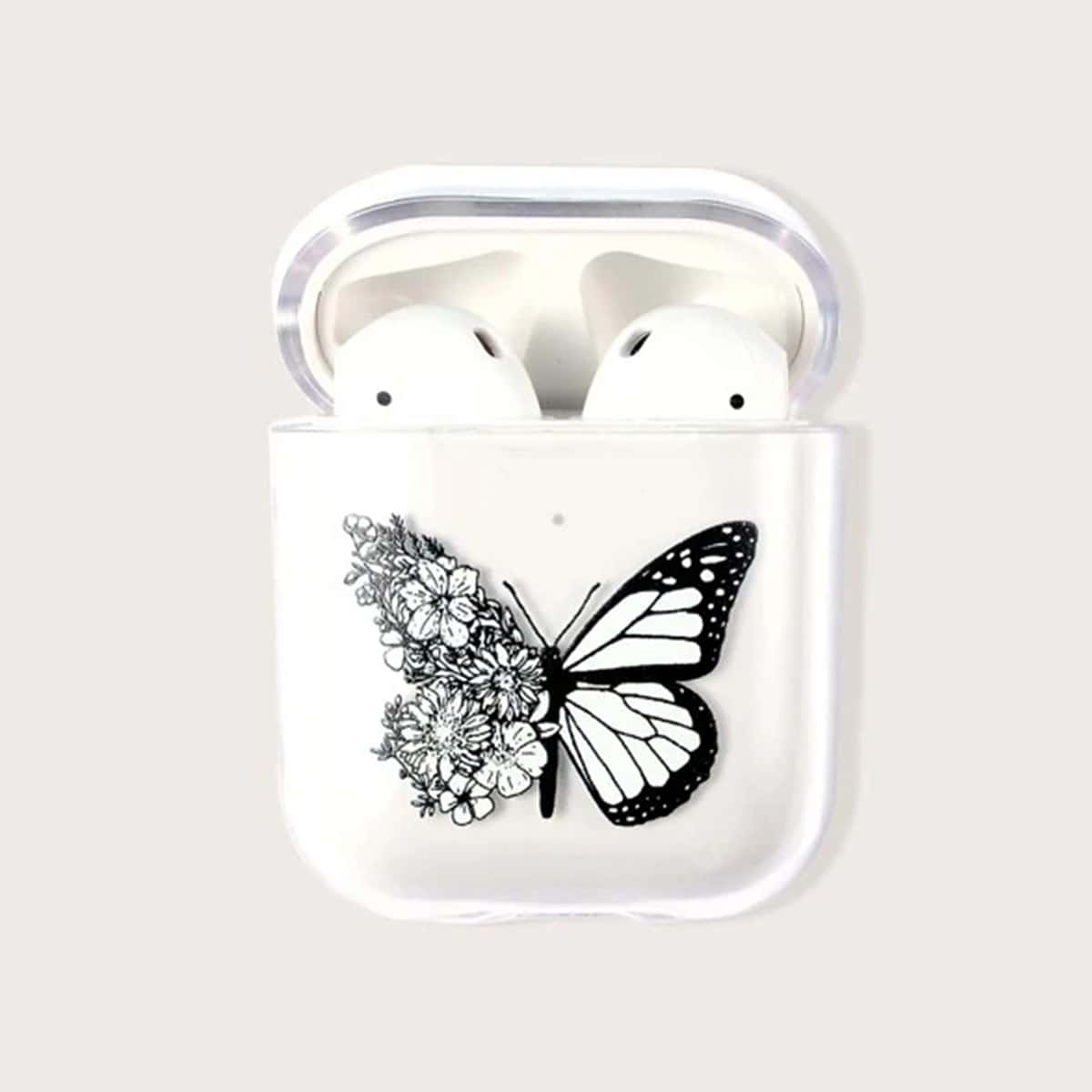 

Floral & Butterfly AirPods Case, Clear