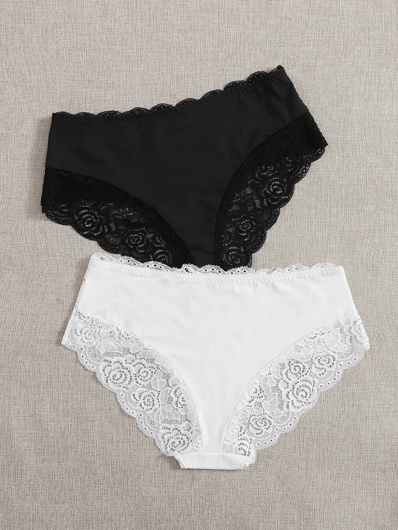 Miniatura 2 de 2 piezas set bragas con encaje floral