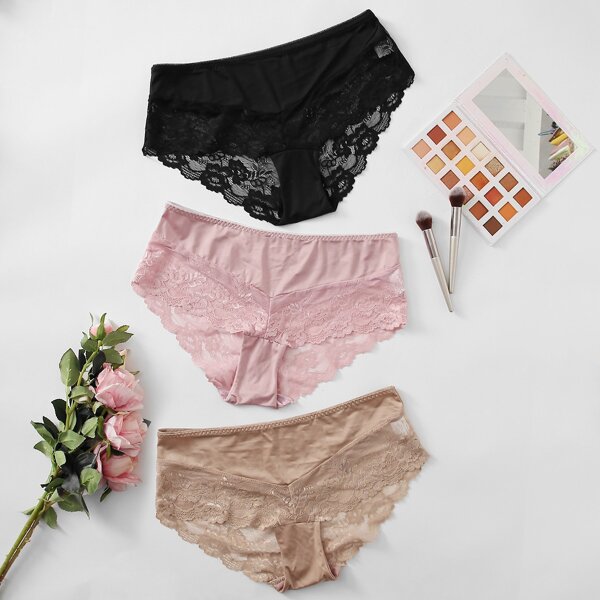 

3pack Plus Floral Lace Panty Set, Multicolor