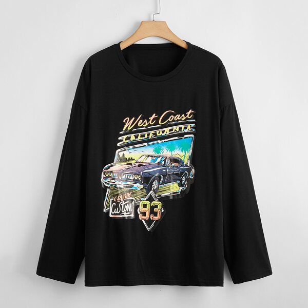 

Текст Повседневный Размер плюс футболка, Чёрный