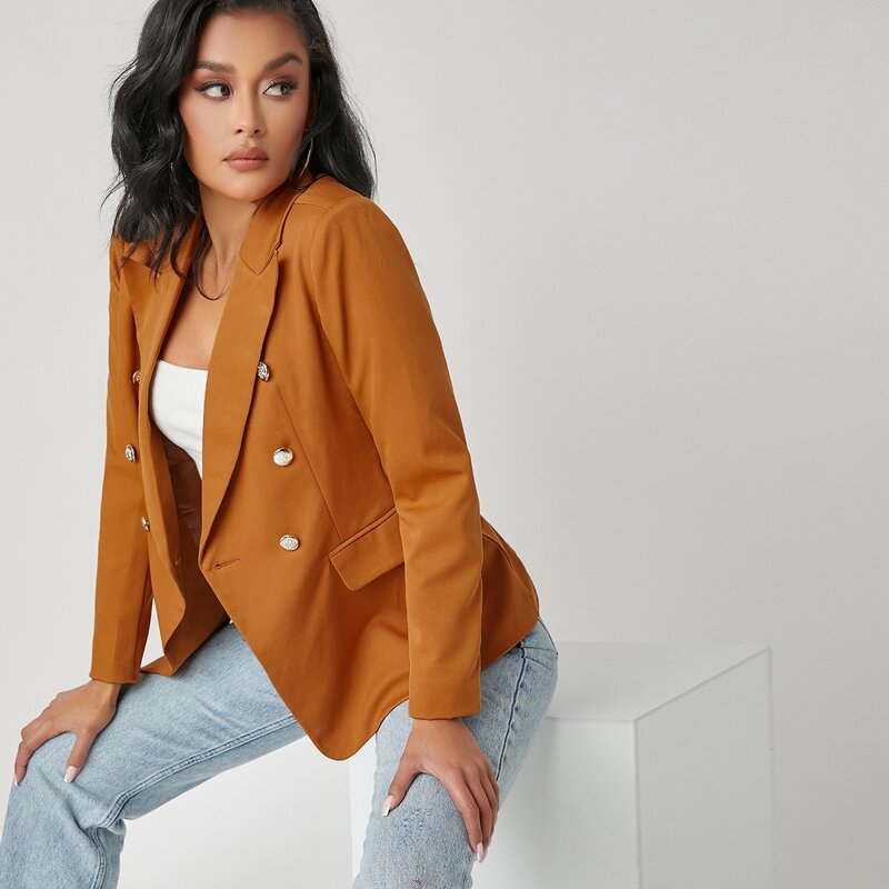 

Peak Collar Double Breasted Blazer, Ginger