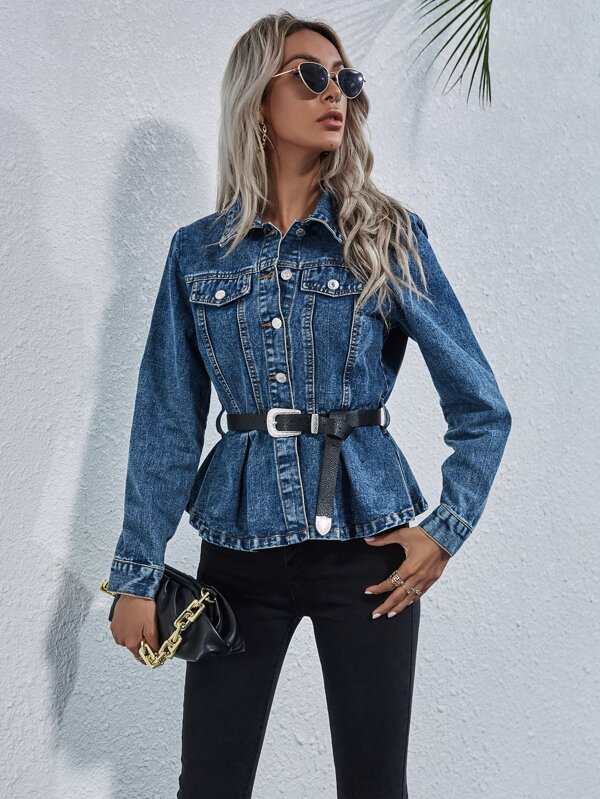 ruffle hem denim jacket