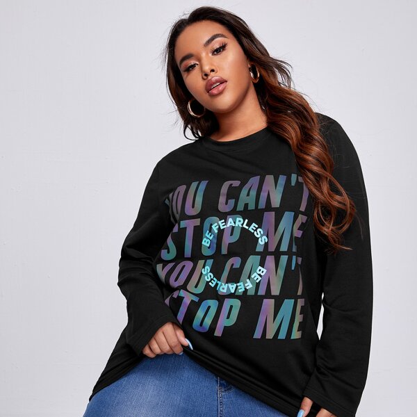 

Plus Slogan Graphic Tee, Black