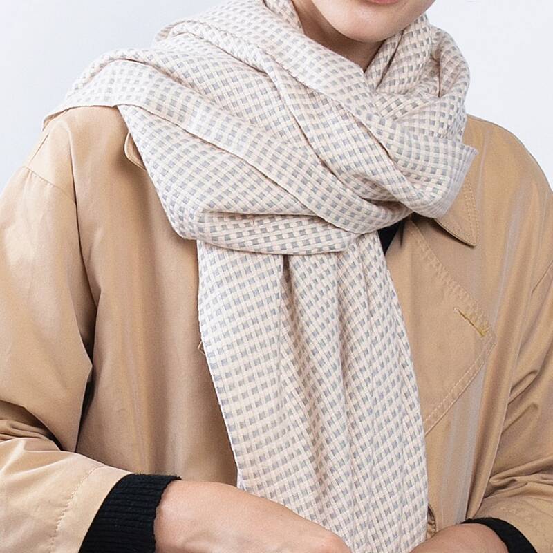 

Geometric Pattern Scarf, Beige