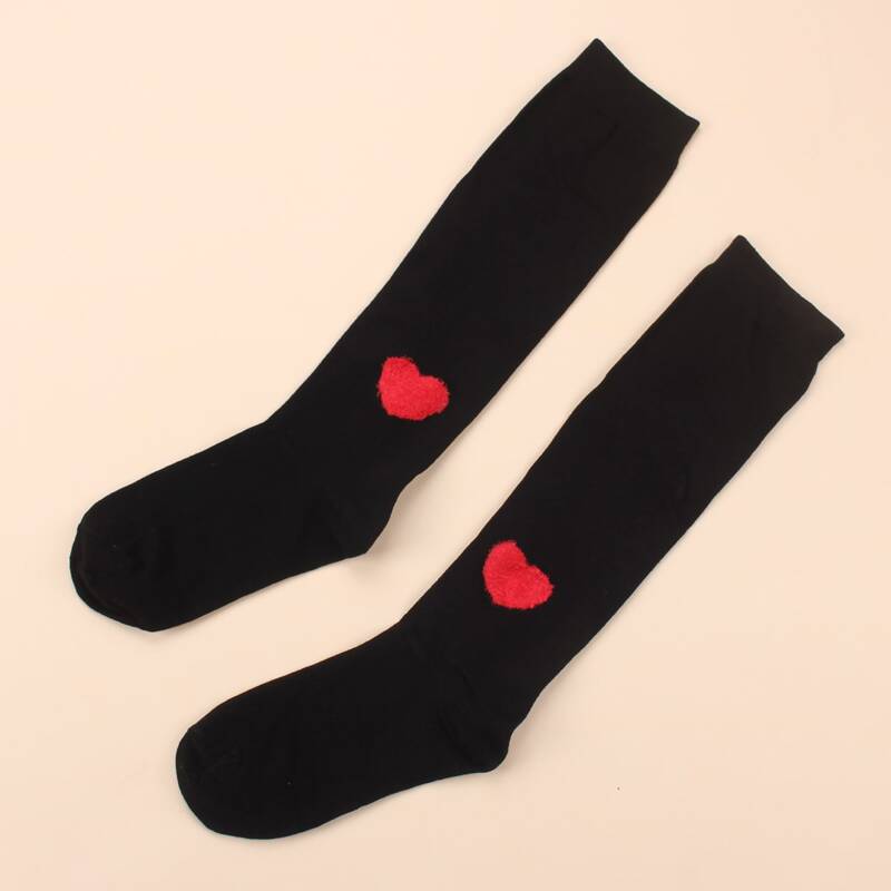 

Heart Over The Calf Socks, Black