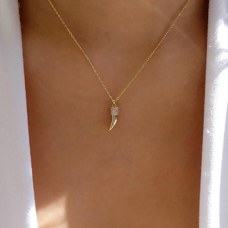 

Rhinestone Geo Charm Necklace, Gold
