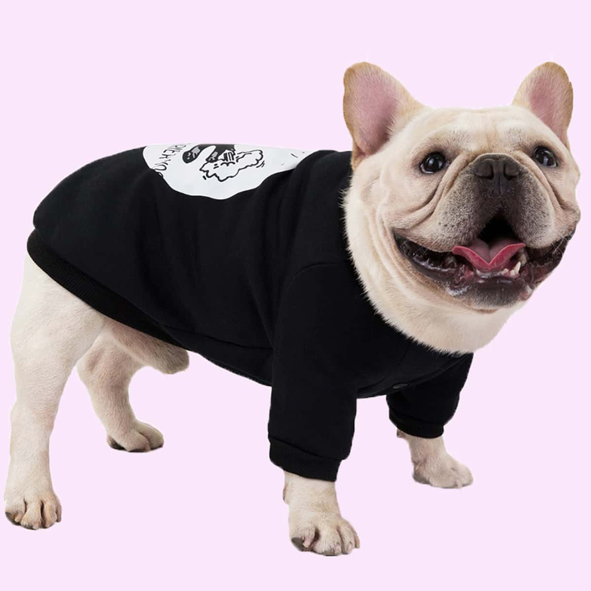 

Cartoon Graphic Dog Sweatshirt, Black