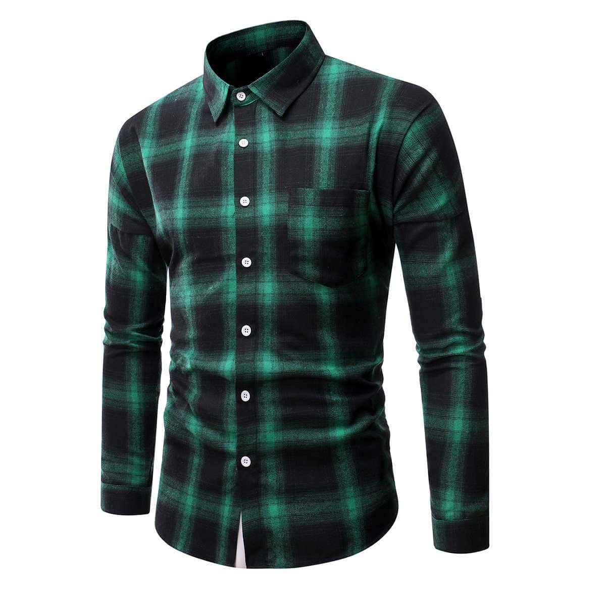 

Guys Plaid Pocket Patched Button Up Shirt, Multicolor