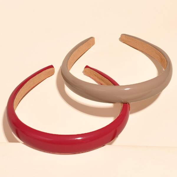 

2pcs Solid Hair Hoop, Multicolor