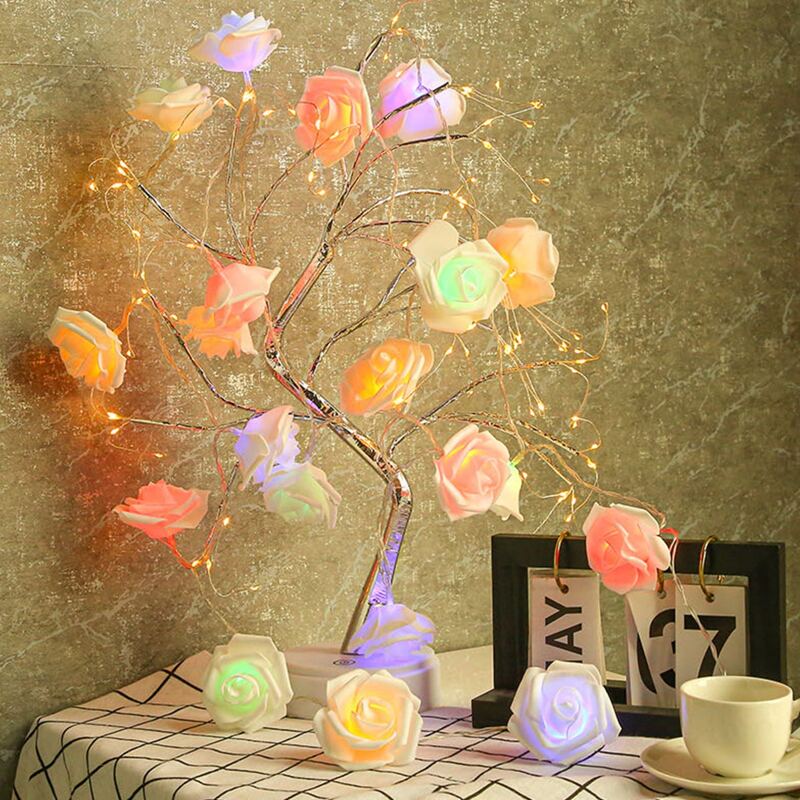 

10pcs Bulb Artificial Flower Night Light, Multicolor