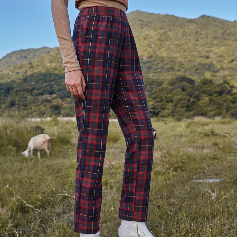 

Plaid High Rise Carrot Pants, Multicolor