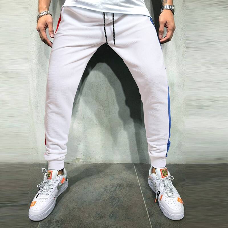

Guys Side Panel Drawstring Waist Sweatpants, White
