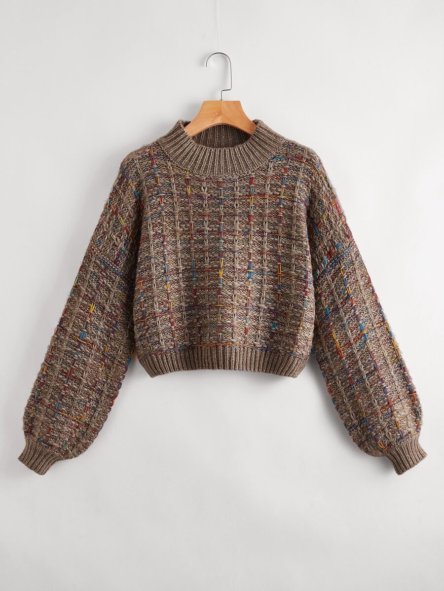SHEIN Unity Suéter tejido de cuello alto - Café integral - Ver 1