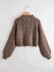 SHEIN Unity Suéter tejido de cuello alto - Café integral - Ver 2