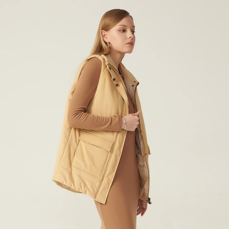 

CORDUROY UTILITY PADDED VEST JACKET, Apricot