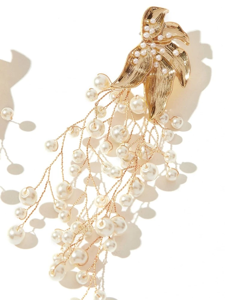 Faux Pearl Decor Drop Earrings