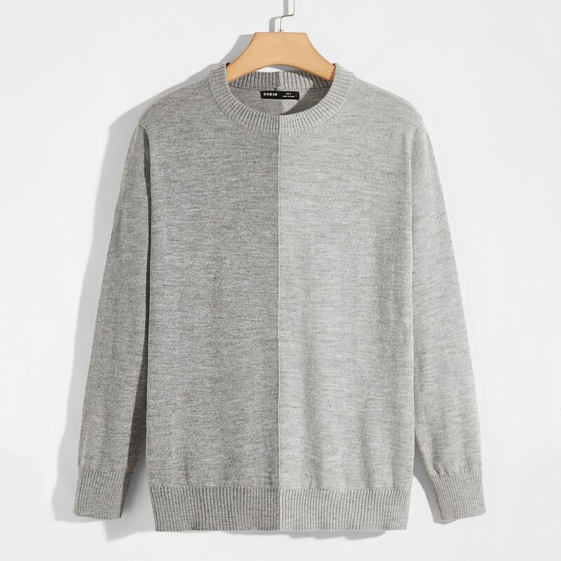 

Guys Color Block Drop Shoulder Sweater, Light grey