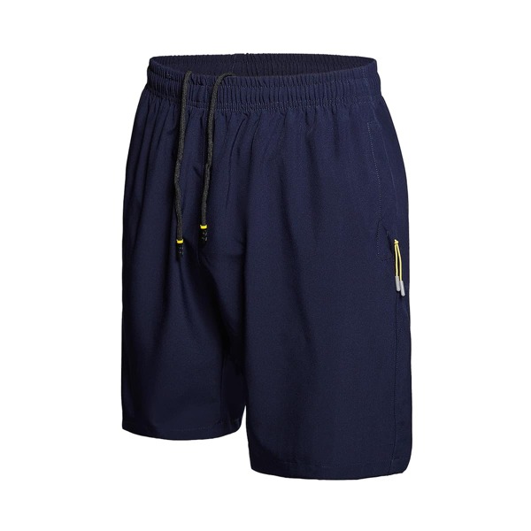 

Men Slant Pocket Drawstring Sports Shorts, Navy blue