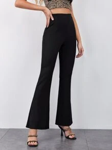 SHEIN Essnce Quần màu trơn Thanh lịch - màu đen - Xem 4