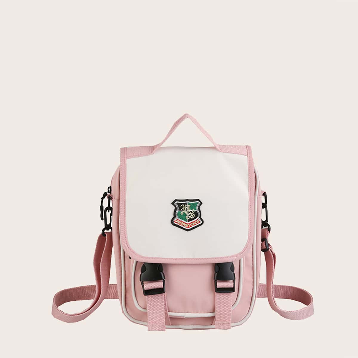 

Colorblock Buckle Flap Backpack, Multicolor