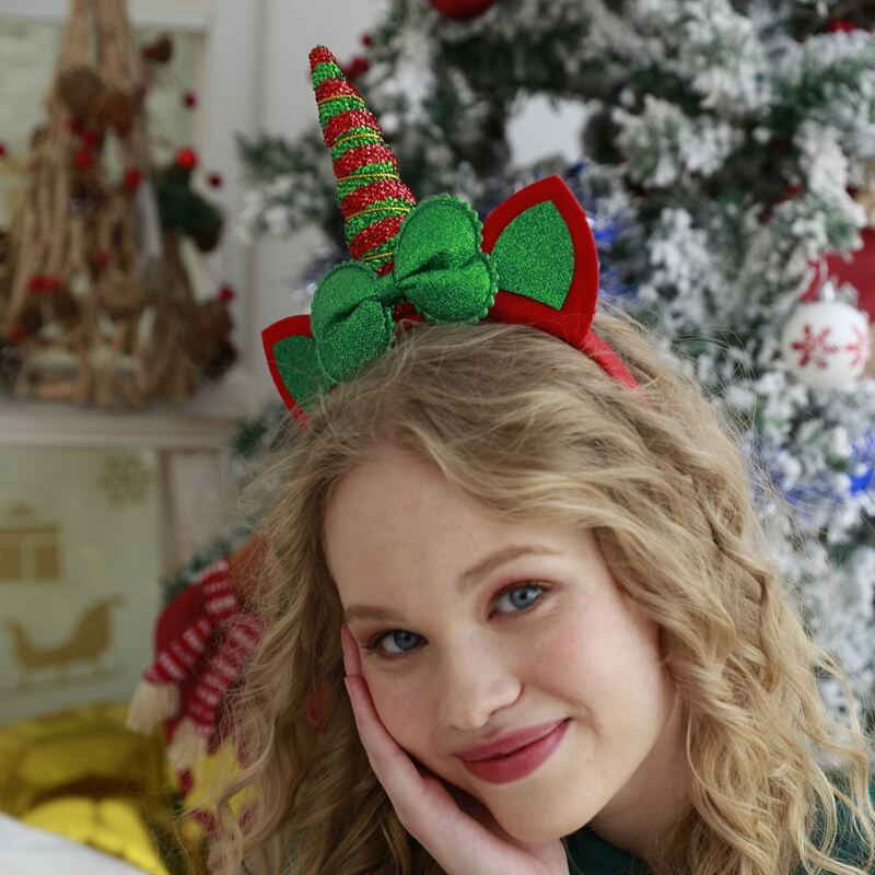 

Christmas Bow Glitter Hair Hoop, Multicolor