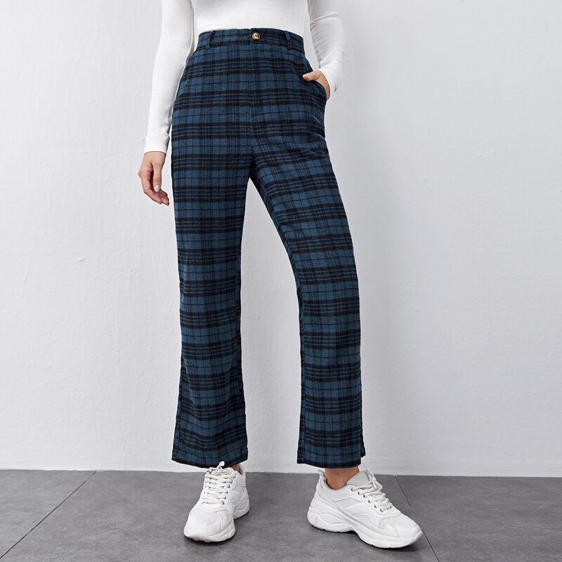 

Straight Leg Tartan Pants, Multicolor