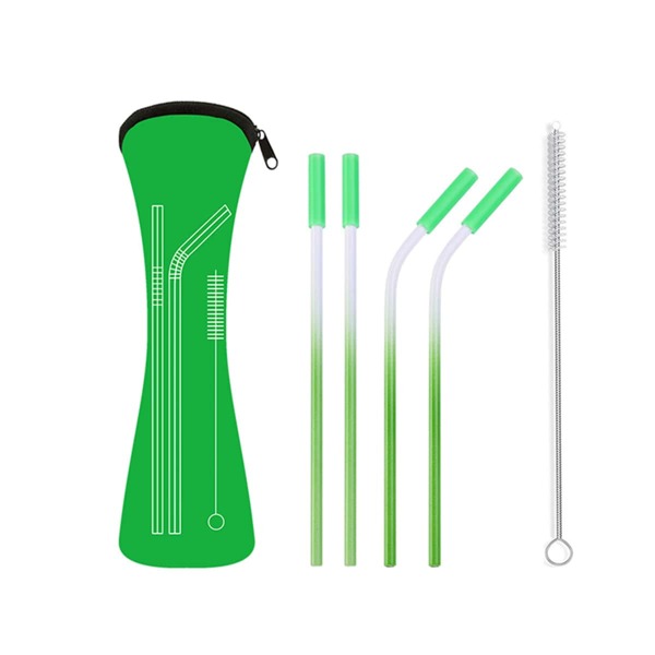 

4pcs Straw & 1pc Cleaning Brush & 1pc Storage Bag, Green