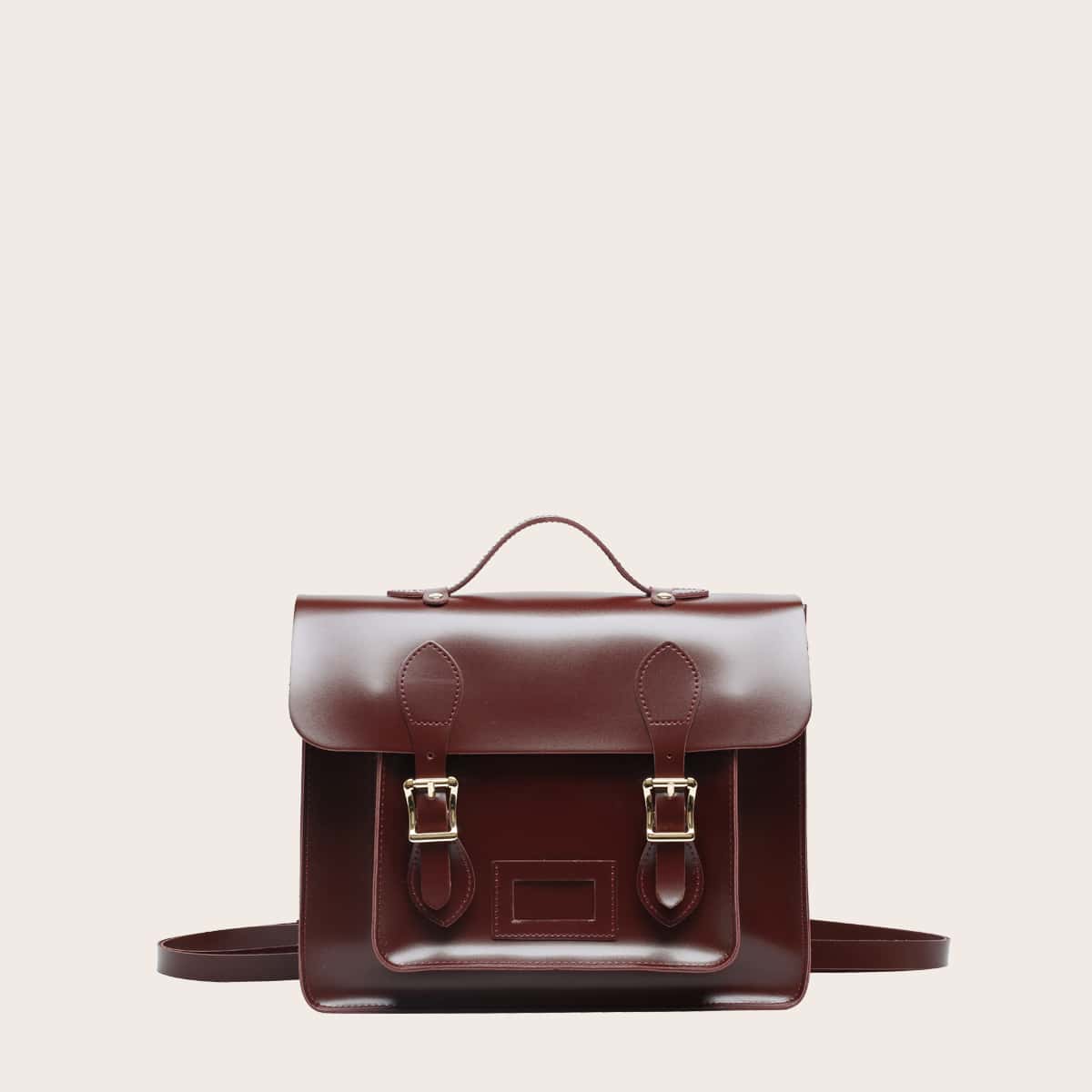 

Buckle Decor Backpack, Coffee brown