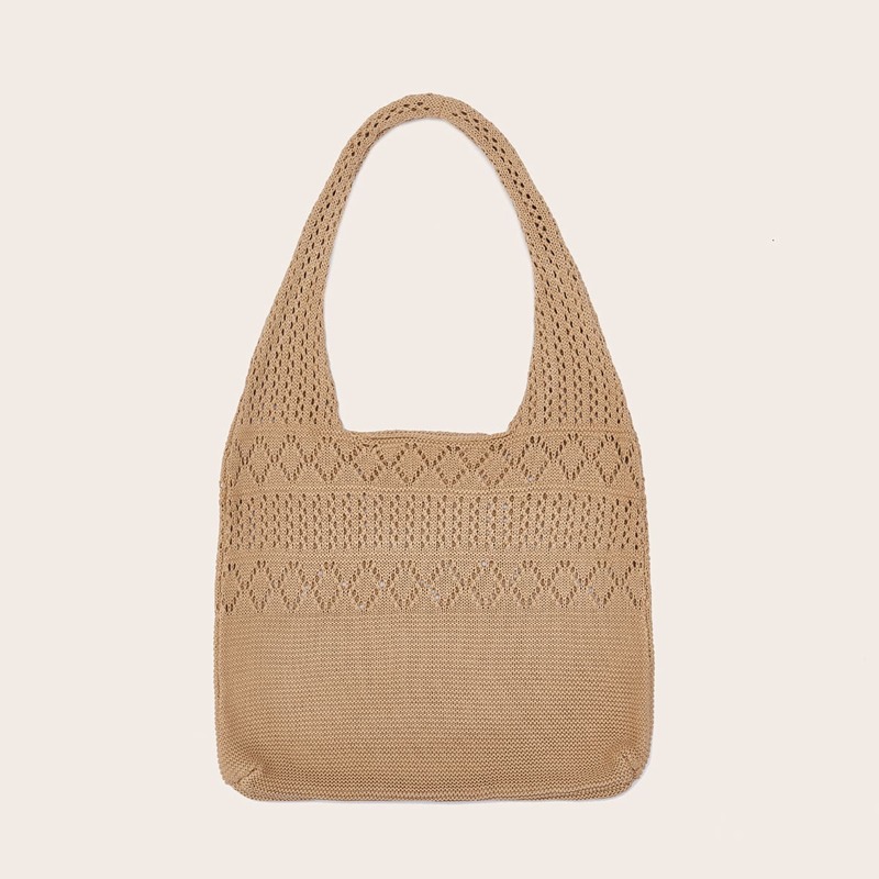 

Knit Tote Bag, Khaki