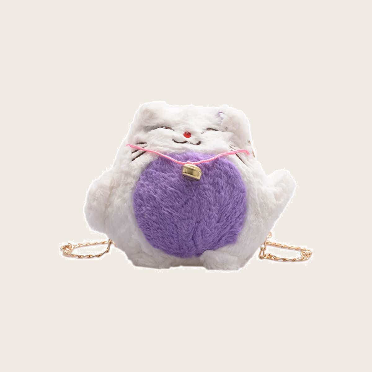 

Cartoon Lucky Cat Fluffy Crossbody Bag, Multicolor