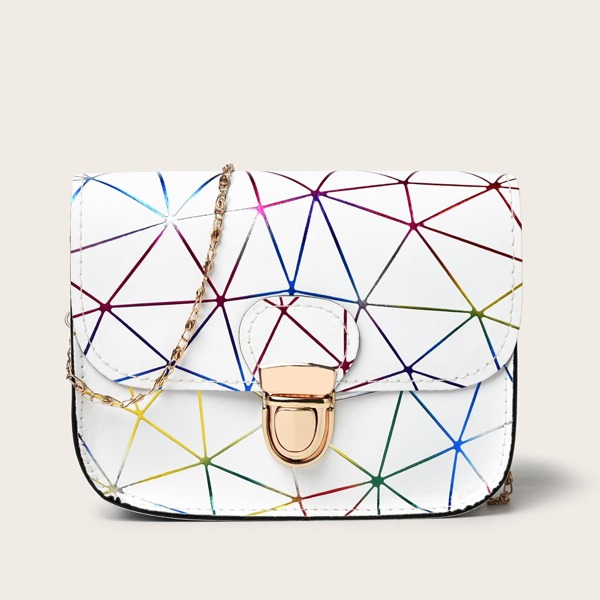 

Geometric Chain Crossbody Bag, White