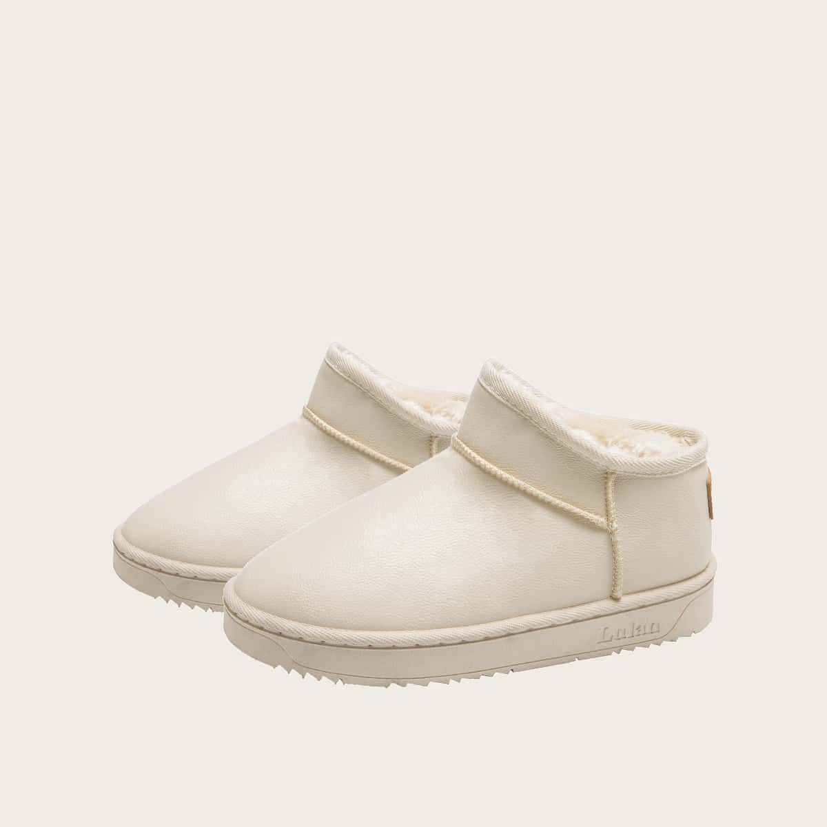 

Letter Patch Wide Fit Snow Boots, Beige