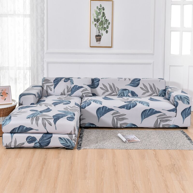 

Leaf Print Stretchy Sofa Cover & 1pc Cushion Cover, Multicolor