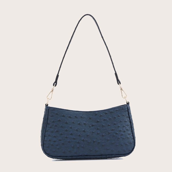 

Ostrich Embossed Baguette Bag, Blue
