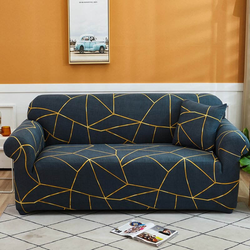

Geometric Pattern Stretchy Sofa Cover & 1pc Cushion Cover, Multicolor
