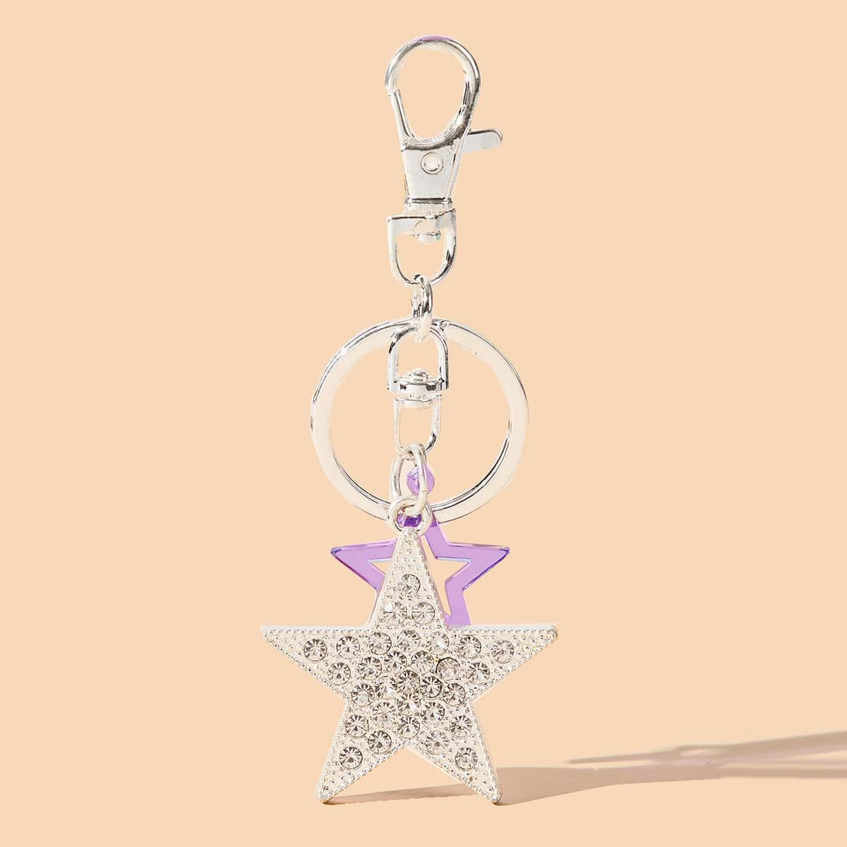 

Rhinestone Star Bag Charm, Silver