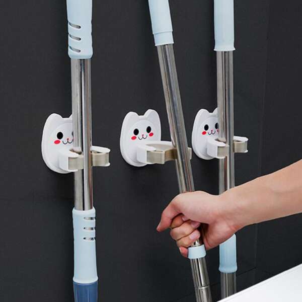 

1pc Cartoon Cat Design Mop Holder, White