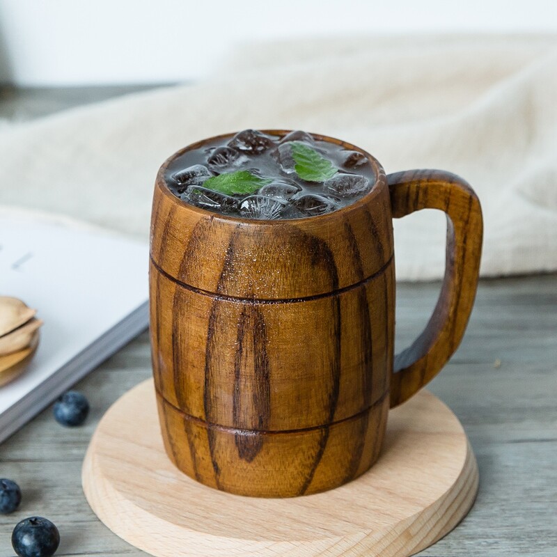 

1pc Wooden Cup Without Coaster, Brown