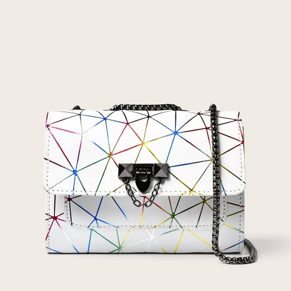 

Geometric Chain Shoulder Bag, White