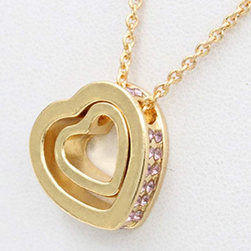 

Rhinestone Heart Pendant Necklace, Gold